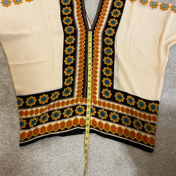 NWT Rose & Olive Boho Floral Print Kimono Blouse peach brown blue orange - Picture 3 of 8